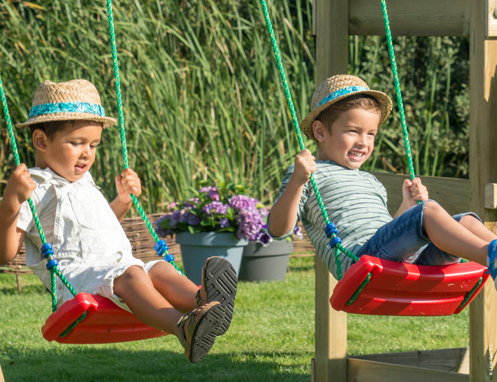 Jungle Cubby | Wooden climbing frame with double swing